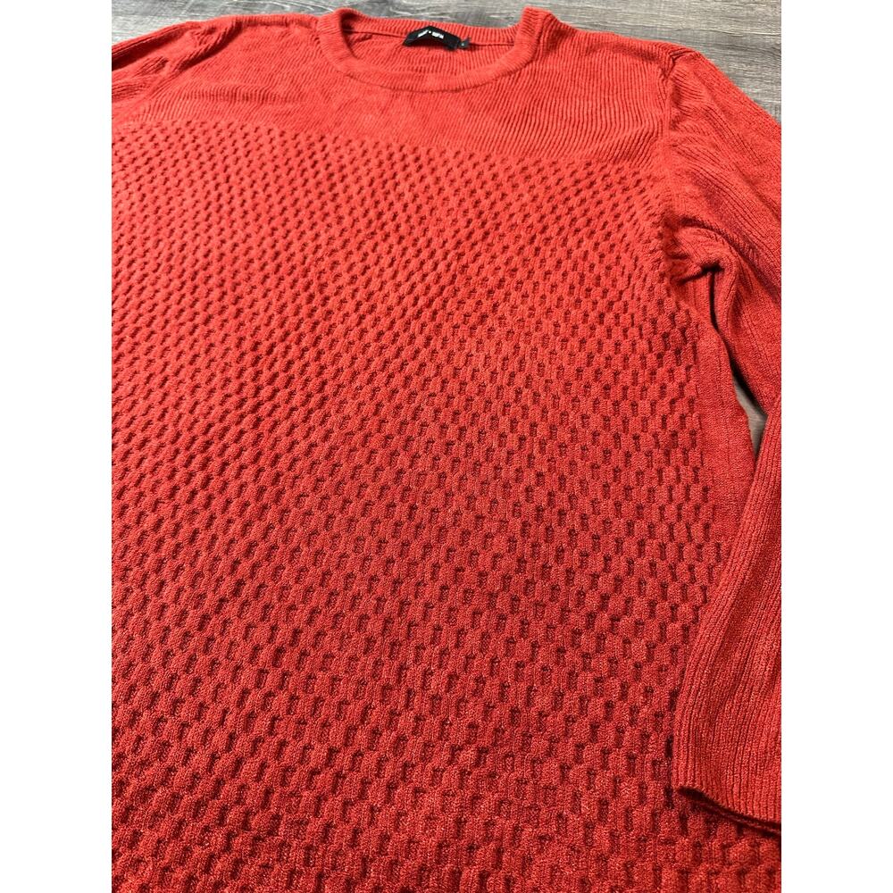 SAINT + SOFIA Honeycomb Rib Knit 3/4 Sleeve Sweater Amber Orange Large - Picture 3 of 8